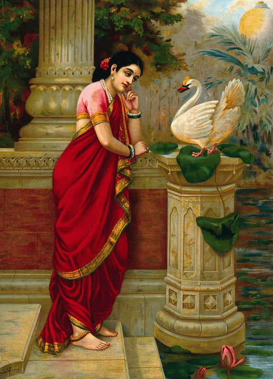 A swan telling Damayanti of Nalas loveby Ravi Varma.jpg