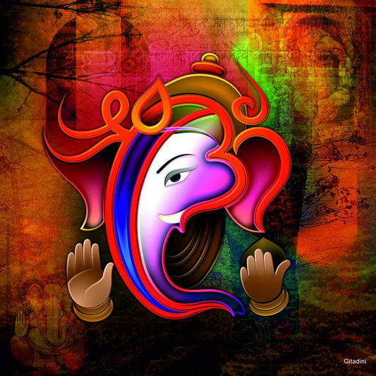 Colorful Ganpati - Indian Spiritual paintings