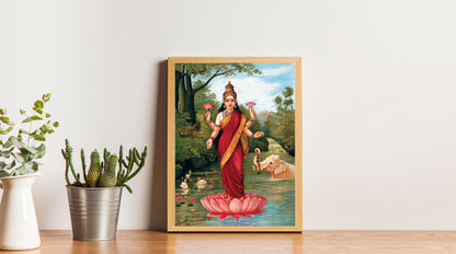 Set of 3 Indian Mythology paintings by Raja Ravi Varma - Goddess Kali, Goddess Lakshmi, Jatayu Vadham  - Canvas Print Unframed