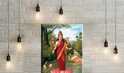 Set of 3 Indian Mythology paintings by Raja Ravi Varma - Goddess Kali, Goddess Lakshmi, Jatayu Vadham  - Canvas Print Unframed