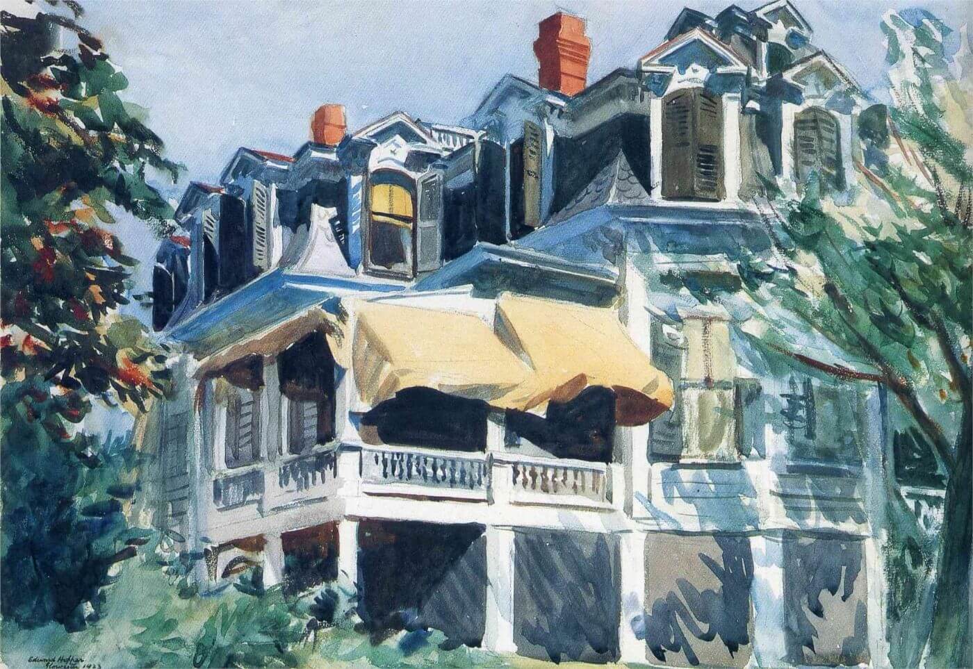 Mansard Roof 1923 by Edward Hopper