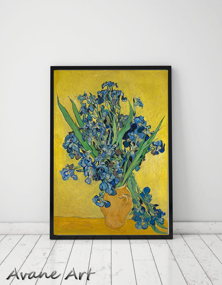 Set of 3 Vincent Van Gogh Paintings - Starry Night, Irises, Vase with fifteen Sunflowers - Canvas Prints Unframed