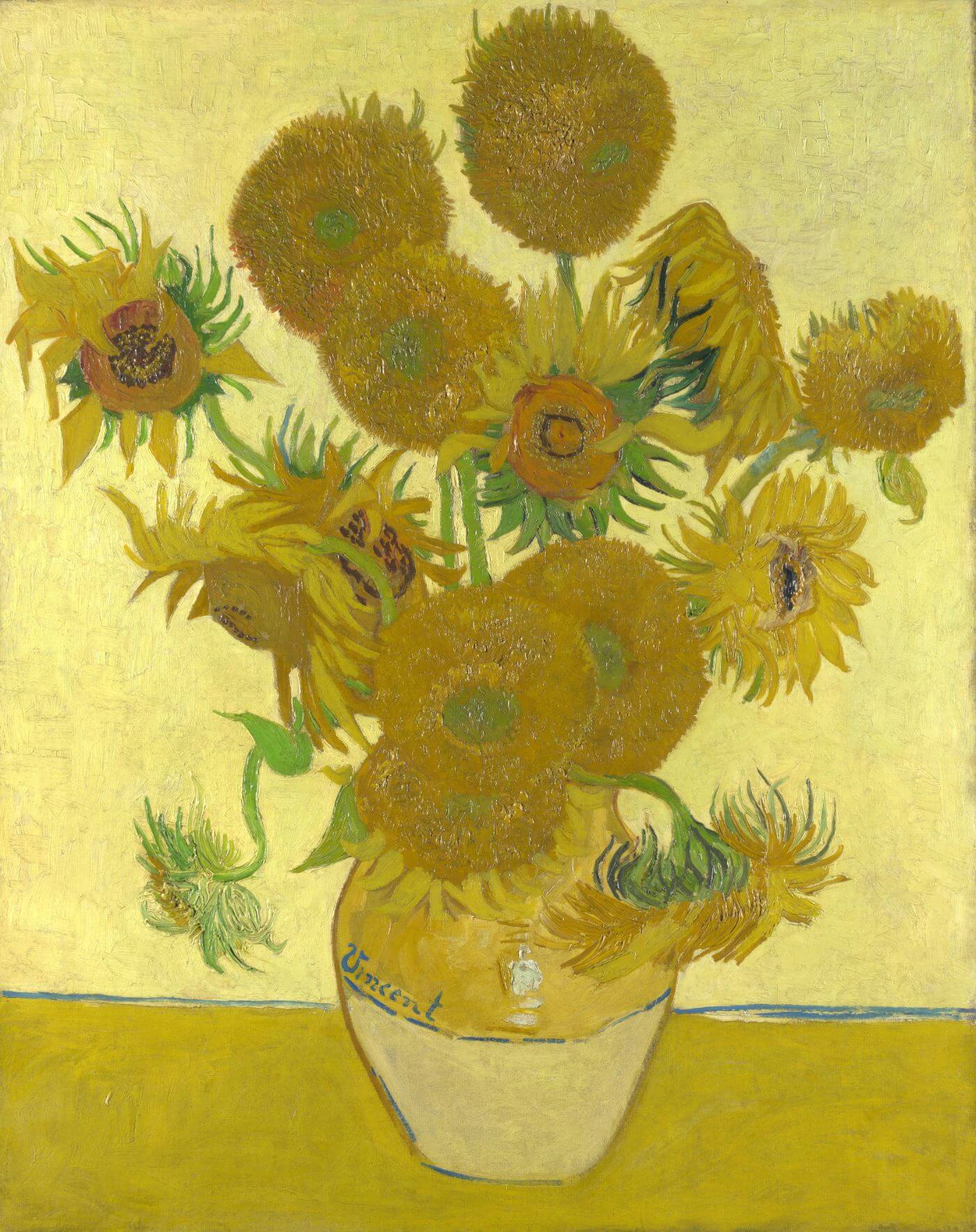 Vase with fifteen Sunflowers