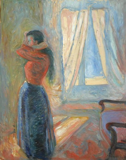 Woman looking in the mirror